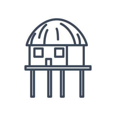 Pencereli ev ve kapı çizgisi biçim vektör tasarımı