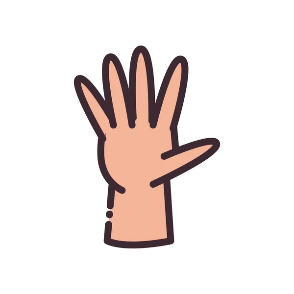 Öppen gest med handlinje och fyll stil ikon vektor design — Stock vektor