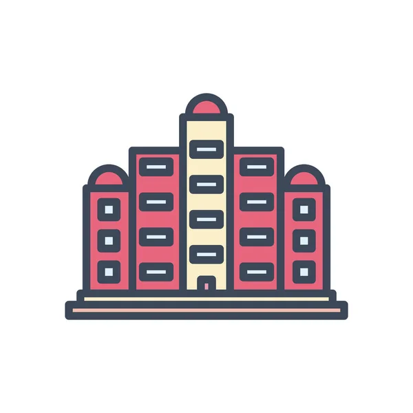 Edificio de la ciudad con la línea de ventanas y el estilo de relleno icono diseño vectorial — Vector de stock