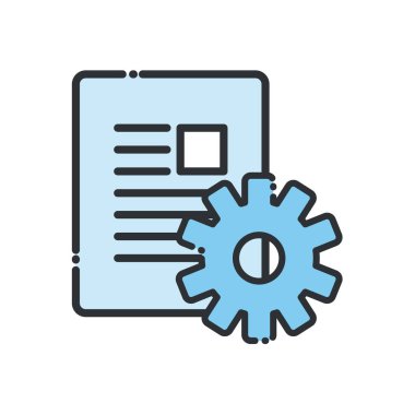 dişli satırlı belge ve biçim ikonu vektör tasarımını doldur