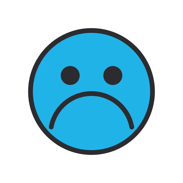 Línea de cara emoji triste y diseño de vectores icono de estilo de relleno — Archivo Imágenes Vectoriales
