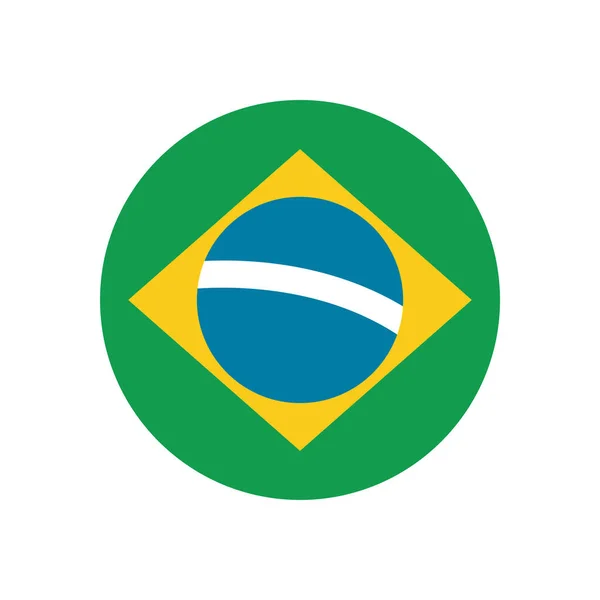 Brazil 버튼 플랫 스타일 아이콘 벡터 설계 — 스톡 벡터
