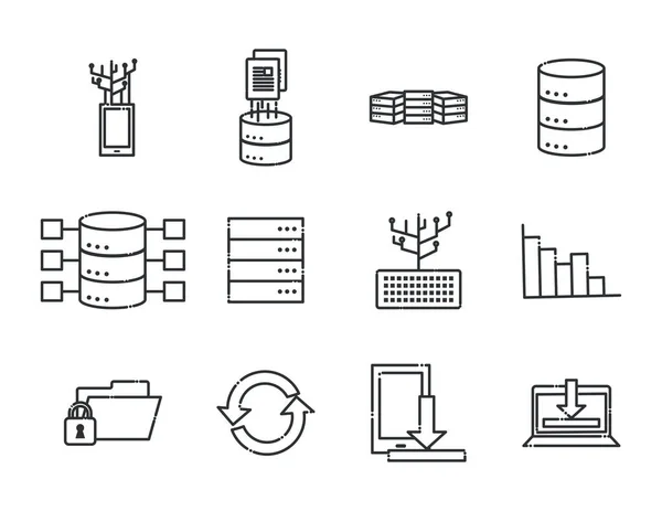Diseño de vector conjunto de iconos de estilo de línea de Big data — Vector de stock