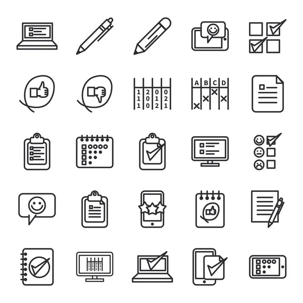 Diseño de vectores conjunto de iconos de estilo de línea cuestionario — Archivo Imágenes Vectoriales