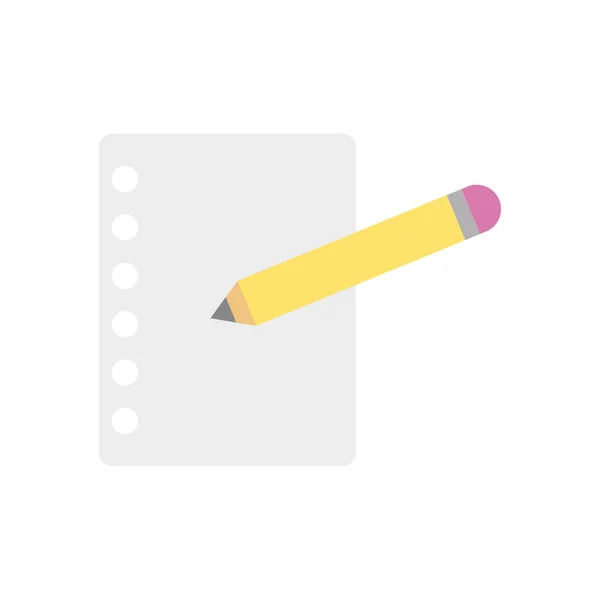 Página do caderno e ícone de lápis, estilo plano — Vetor de Stock