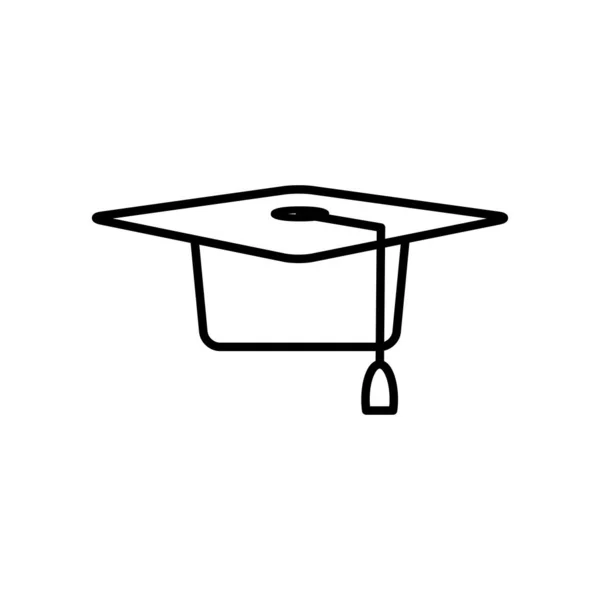 Graduierung Mütze Symbol, Linie Stil — Stockvektor
