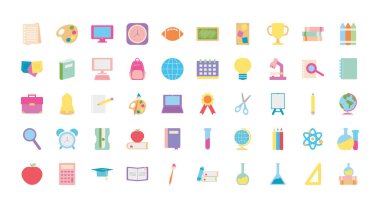 Okul simgesi setine geri dön, düz stil