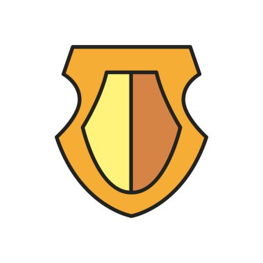 Kalkan çizgisi ve biçim ikonu vektör tasarımını doldur