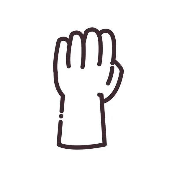 Gesto puño con la mano línea de estilo icono de diseño de vectores — Vector de stock