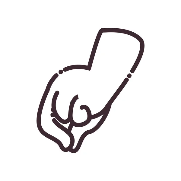 Toma gesto con la mano línea de estilo icono de diseño de vectores — Vector de stock