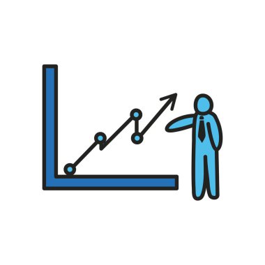 Artan ok çizgisi ve biçim ikon vektör tasarımına sahip iş adamı avatarı