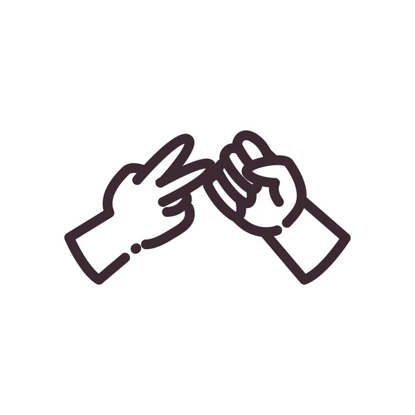 Scissor and rock gesture with hands line style icon vector design — 스톡 벡터