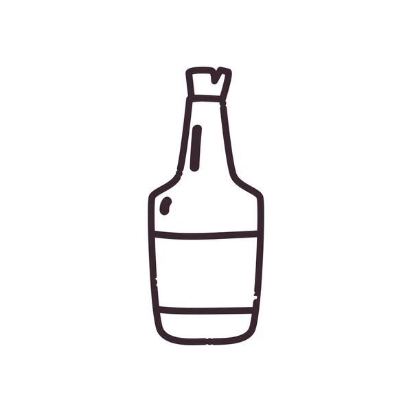 アルコールボトルラインスタイルアイコンベクトルデザイン — ストックベクタ
