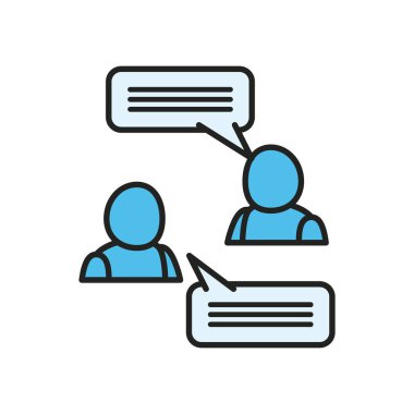 İletişim baloncukları çizgisi olan ve biçim ikon vektör tasarımını dolduran Görseller