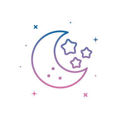 Yıldız gradyan biçim vektör tasarımlı ay