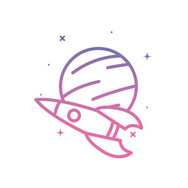 Roket ve gezegen gradyan biçim vektör tasarımı