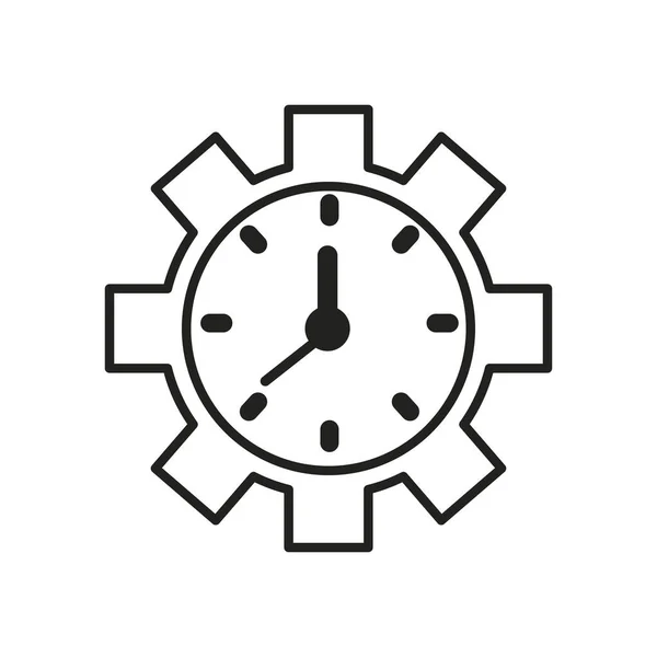 Reloj en línea de engranajes icono de estilo de diseño vectorial — Vector de stock