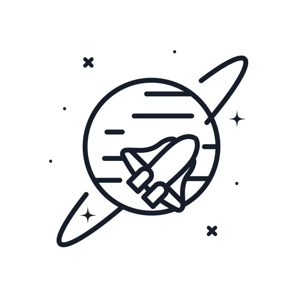 Rocket and planet line style icon vector design — 스톡 벡터