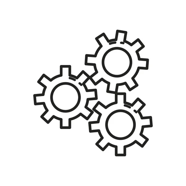 Engranajes de metal línea estilo icono vector de diseño — Vector de stock