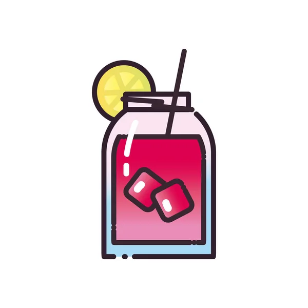 Bicchiere da cocktail con cubetti di ghiaccio e riempimento al limone e design vettoriale icona stile gradiente — Vettoriale Stock