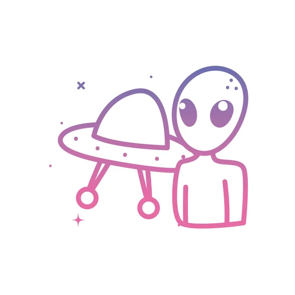 Ufo en alien gradiënt stijl pictogram vector ontwerp — Stockvector