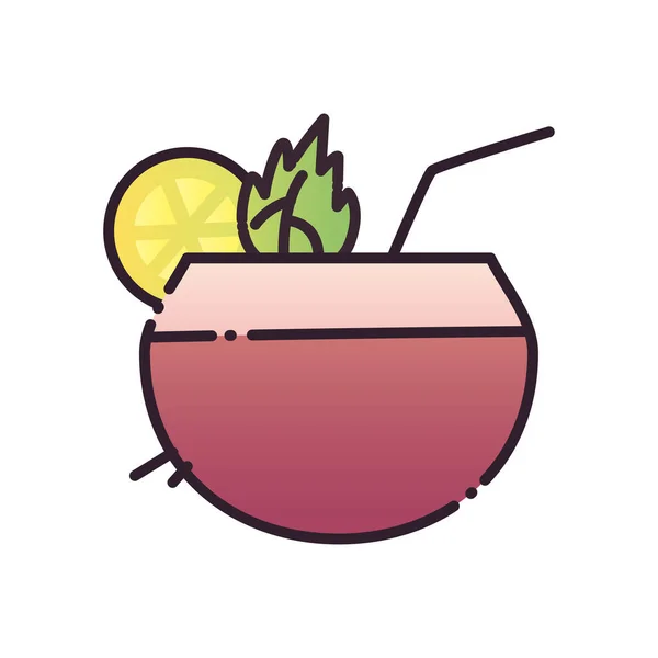 Coconut-Cocktail-Füllung und Gradienten-Stil-Icon-Vektor-Design — Stockvektor