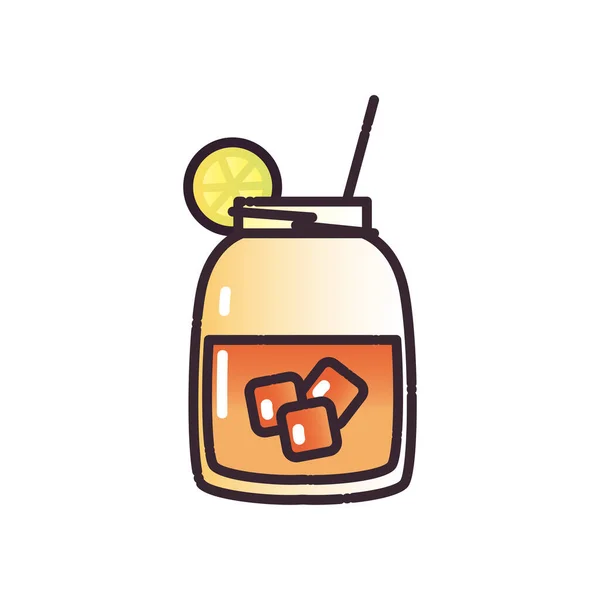 Copa de cóctel con cubitos de hielo y relleno de limón y diseño de vectores de iconos de estilo degradado — Vector de stock