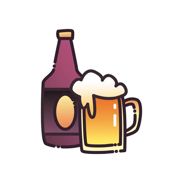 Bier glas vullen en gradiënt stijl pictogram vector ontwerp — Stockvector