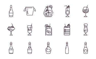 Kokteyller satır biçimi vektör dizaynı