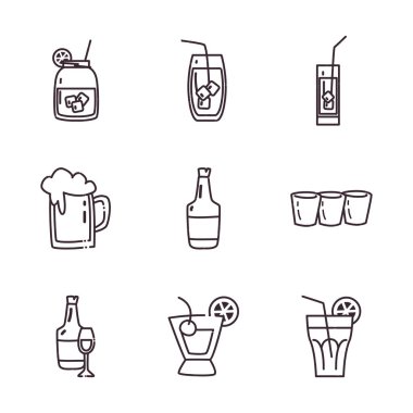 Kokteyller satır biçimi vektör dizaynı