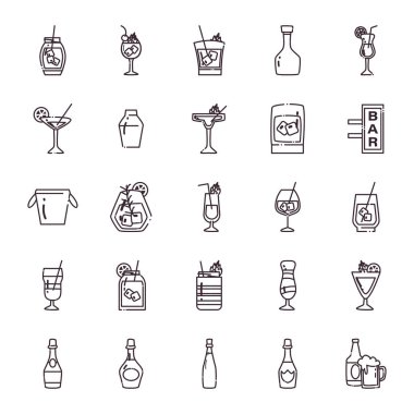 Kokteyller satır biçimi vektör dizaynı