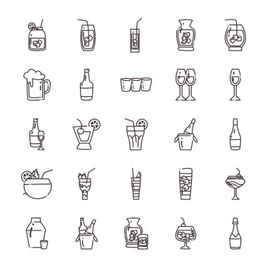 Kokteyller satır biçimi vektör dizaynı