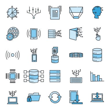 Büyük veri hattı ve biçim simgesi vektör dizaynını doldur