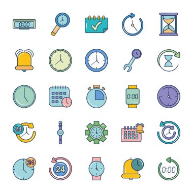 akıllı twatch ve zaman simgesi seti, satır doldurma biçimi