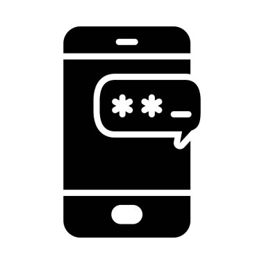 Parola baloncuk simgesi olan akıllı telefon, yarı satır yarı renk biçimi