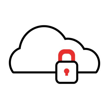 asma kilit simgesiyle bulut depolama, yarı satır yarı renk