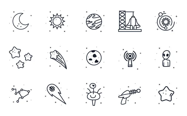 Space line style icon set vektordesign — Stockvektor