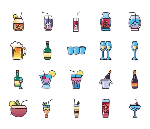 Cócteles relleno y diseño de vectores icono de estilo degradado — Vector de stock