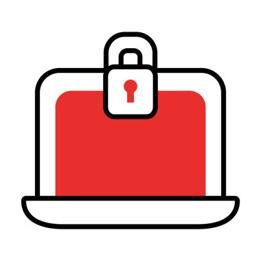 asma kilit simgesine sahip dizüstü bilgisayar, yarı satır yarı renk