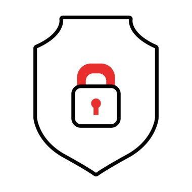 asma kilit simgesi olan kalkan, yarı çizgi yarı renk