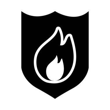 Ateş alevi ikonlu kalkan, siluet tarzı