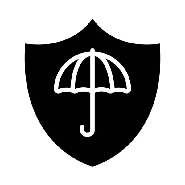 Escudo con icono de paraguas, media línea medio color estilo — Archivo Imágenes Vectoriales