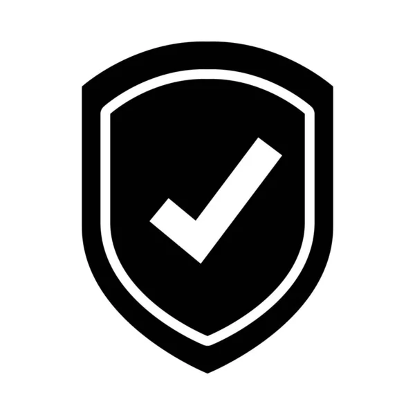 Escudo com ícone de marca de seleção, estilo silhueta —  Vetores de Stock