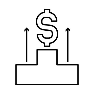 para sembolü ve ok ile podyum, satır biçimi