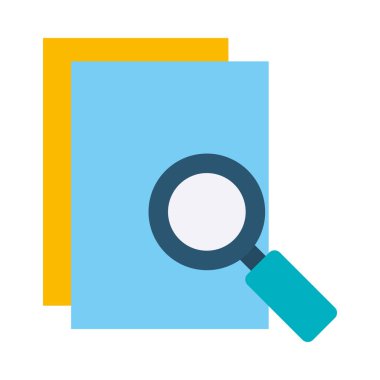 belge sayfaları ve büyütme cam simgesi, düz biçim