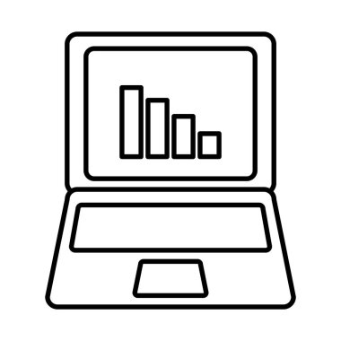 Grafik çizelgesi simgesi olan dizüstü bilgisayar, satır biçimi