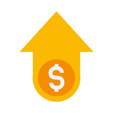 Para sembolü simgesi ile yukarı ok, düz biçim