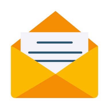 Zarf simgesi içindeki belge, düz biçim