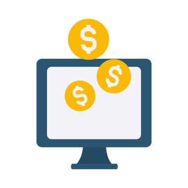 Para sikkeleri simgesi, düz biçimli bilgisayar