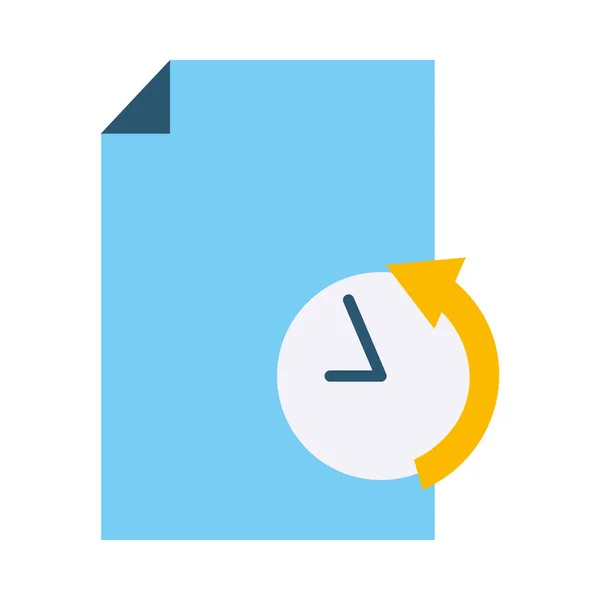 Stránka dokumentu a hodiny s ikonou šipky, plochý styl — Stockový vektor